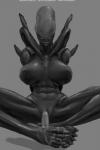 2:3 5_toes alien alien_(franchise) alternate_version_at_source big_breasts black_body black_skin bodily_fluids breasts claws cropped cum cum_on_feet digital_media_(artwork) duo eyeless feet female foot_fetish foot_play footjob genital_fluids genitals hi_res human humanoid humanoid_feet humanoid_genitalia humanoid_penis lips male mammal monochrome monster nihilophant not_furry open_mouth penis plantigrade pussy seductive sex smile teeth toe_claws toes tube two-footed_footjob xenomorph