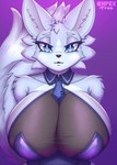 anthro arm_tuft big_breasts blue_eyes breasts clothed clothing eyebrows eyelashes fangs female fur huge_breasts inner_ear_fluff looking_at_viewer pupils shoulder_tuft slit_pupils solo teeth tuft complextree eir_(complextree) canid canine fox mammal 2021 hi_res