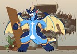 anthro cursed_image destruction door doorway koolaid male plant plant_pot potted_plant solo surprise wings katzenfaust mythology solaris teryx_commodore dragon mythological_creature mythological_scalie scalie solaris_dragon hi_res