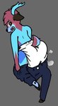 anthro blush bodily_fluids bottomwear butt clean_diaper clothed clothing crying denim denim_bottomwear denim_clothing diaper jeans looking_back male pants running solo tears wearing_diaper imces cyan_the_deer deer mammal low_res