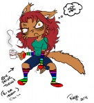 angry anthro beverage breasts coffee female fire flaming_eyes food hair pelvic_thrust pupils red_eyes red_hair simple_background solo tail unusual_pupils white_background in_abyss raye_(in_abyss) domestic_cat felid feline felis mammal 2011