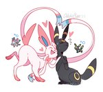 black_body black_fur black_nose blue_eyes fur multicolored_body multicolored_ears multicolored_fur pawpads pink_body pink_ears pink_fur pink_nose pink_pawpads pink_paws pink_tail ribbons_(anatomy) simple_background tail white_background white_body odeko-yma nintendo pokemon eeveelution generation_2_pokemon generation_6_pokemon pokemon_(species) sylveon umbreon hi_res