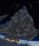 ambiguous_gender city earth feet giga growth king macro micro paws planet royalty soles stomping yaowentaoshishabi godzilla_(series) toho godzilla kaiju monster reptile scalie absurd_res hi_res