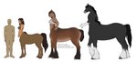 black_body brown_body clothed clothing comparison eyewear female glasses group hooves male nude_male partially_clothed size_difference text topwear wearing_glasses kevira065 european_mythology greek_mythology mythology centaur equid equid_taur equine equine_taur horse horse_taur humanoid humanoid_taur hybrid mammal mammal_taur taur absurd_res hi_res url