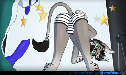 adolescent anatomically_correct anatomically_correct_genitalia anatomically_correct_penis animal_genitalia animal_penis anthro anus backsack balls big_penis briefs bulge butt butt_focus canine_genitalia canine_penis clothing eyewear from_behind_position genitals glasses looking_at_viewer male male/male penis photo_shoot presenting presenting_hindquarters rear_view sex tongue tongue_out underwear young frostedchase mpendulo_(fullaccess1) asinus canid canine donkey equid equine hybrid mammal zebra hi_res