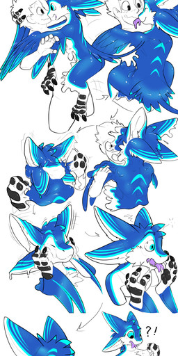 anthro bound confusion encasement forced forced_transformation human_to_anthro licking male species_transformation takeover tongue transformation corbin_(roscy) ray_(corbin_roscy) avali avian goo_creature human mammal absurd_res hi_res