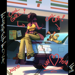 anthro car clothed clothing ear_piercing female piercing plushie puppet sitting solo stitched_body vehicle ferretfolk unknown_species 1:1 hi_res