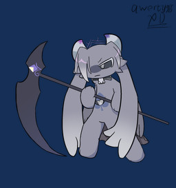 ambiguous_gender angry anthro cloak clothing grey_body grey_hair hair horn solo white_eyes wings qwerty965 devil_connection makemon lucifer_(makemon) angel fallen_angel alpha_channel hi_res