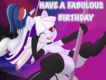 big_butt bulge butt clothing dancing duo femboy fishnet_clothing horn male one_eye_closed panties pole pole_dancing text thong twerking underwear wink lefthighkick ask_bottom_armor friendship_is_magic hasbro my_little_pony mythology bottom_armor_(lefthighkick) shining_armor_(mlp) equid equine mammal mythological_creature mythological_equine unicorn 4:3 hi_res