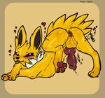 animal_genitalia animal_penis anus ass_up balls butt canine_genitalia canine_penis erection feral fur genitals knot knotted_penis looking_at_viewer male penis presenting presenting_anus presenting_hindquarters purple_anus purple_eyes purple_knot purple_penis solo yellow_body yellow_fur prince-vulpine nintendo pokemon eeveelution generation_1_pokemon jolteon pokemon_(species) hi_res