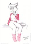 anthro bottomless clothed clothing fashion female footwear no_underwear socks solo sweater sweatshirt topwear tirashanks_(artist) mia_(tira_shanks) kangaroo macropod mammal marsupial wallaby