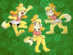 anthro barefoot bottomwear clothed clothing feet female fully_clothed looking_at_viewer looking_back paws sitting skirt solo tail marchharedraws animal_crossing nintendo isabelle_(animal_crossing) canid canine canis domestic_dog mammal shih_tzu toy_dog hi_res