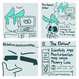 antennae_(anatomy) anthro big_penis black_sclera bodily_fluids clothing computer cum ejaculation electronics eyelashes eyes_closed fur genital_fluids genitals green_antennae green_body green_eyes hair huge_penis hyper hyper_genitalia hyper_penis keyboard male monitor neck_tuft penis profanity solo text topwear tuft white_body white_fur white_hair zyneru ambient_among_us among_us innersloth crewmate_(among_us) zyneru_(character) alien 1:1 blue_and_white comic english_text monochrome