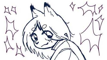 ambiguous_gender anthro big_eyes blinking clothing eyelashes eyes_closed fluffy_ears hair long_hair looking_at_viewer smile solo star toony dvoykin hare lagomorph leporid mammal rabbit 16:9 2025 animated hi_res loop short_playtime sketch widescreen