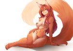 anthro bite biting_lip breasts female fur green_eyes hair heart_(marking) long_tail markings mischievous_smile nipples nude orange_body orange_fur pink_hair_tips red_hair solo tail text amelia_mi vkontakte asya_(vkontakte) ambiguous_species canid canine fox mammal absurd_res english_text hi_res huge_filesize