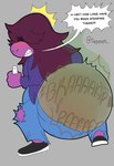 anthro bodily_noises diaper diaper_use feces female pooping soiled_diaper soiling soiling_diaper solo stink_fumes text unclean_diaper used_diaper sippysips deltarune undertale_(series) susie_(deltarune) digital_media_(artwork) english_text hi_res