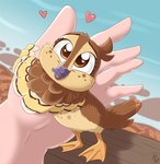 avian_feet beak biped brown_body brown_eyes countershade_face countershade_torso countershading day eyebrows feathered_wings feathers female feral head_tuft heart_symbol hug larger_human looking_at_another membrane_(anatomy) mostly_offscreen_character outside size_difference smaller_feral solo tail tail_feathers tan_body tan_countershading tuft wings young young_female young_feral fuf migration_(movie) gwen_mallard_(migration) anatid anseriform avian bird duck human mammal hi_res