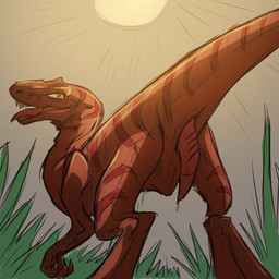 bodily_fluids cum erection feral genital_fluids genitals grass looking_at_viewer looking_back male nude outside penis plant precum presenting presenting_penis pubic_boot rear_view sky solo sun tail tailbutt lycanvas shynjy dinosaur dromaeosaurid prehistoric_species reptile scalie theropod velociraptor 1:1