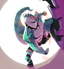 anthro armband ball basketball_(ball) black_bottomwear black_clothing black_shorts bottomwear claws clothed clothing collar facial_piercing footwear green_body green_scales head_spikes holding_object legband lip_piercing low-angle_view male muscular muscular_anthro muscular_male neck_piercing nose_piercing nose_ring piercing purple_spikes ring_piercing scales septum_piercing septum_ring shirtless_anthro shirtless_male shoes shorts solo spikes spikes_(anatomy) studded_collar studs tail teeth tongue tongue_out tongue_piercing yellow_sclera galanartworks goat_(movie) sony_corporation sony_pictures modo_olachenko komodo_dragon lizard monitor_lizard reptile scalie 2026 absurd_res digital_media_(artwork) hi_res