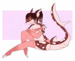 claws clothed clothing crossdressing femboy gloves hair handwear legwear long_hair long_tail looking_at_viewer male panties ponytail red_body red_hair red_skin smile solo stockings tail underwear yellow_eyes tailbiter darryl fish marine shark digital_media_(artwork)