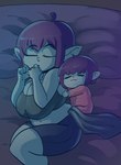 :3 baby big_breasts breasts cleavage clothed clothing duo eyes_closed female green_body green_skin hair hug humanoid_pointy_ears navel not_furry pointy_ears short_hair sleeping slightly_chubby slightly_chubby_female young 20pesos_sopa lei_(20pesos_sopa) selene_(20pesos_sopa) goblin humanoid absurd_res hi_res sibling_(lore) sister_(lore)