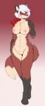 anthro breasts eyes_closed female genitals nipples nude pussy smile solo standing wide_hips munkeesgomu maple_(munkeesgomu) canid canine fox mammal hi_res