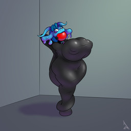 anthro areola ball_gag bdsm big_areola big_ball_gag big_breasts big_nipples biped black_bodysuit black_clothing black_skinsuit blue_body blue_hair bodysuit bondage bound breasts clothing collar female gag gagged goo_hair hair huge_areola huge_breasts huge_nipples hyper hyper_areola hyper_breasts hyper_nipples inside latex latex_bodysuit latex_clothing latex_skinsuit looking_down nipple_outline nipples pseudo_hair short_hair skinsuit solo standing tight_clothing raevild mythology dragon goo_creature hybrid mythological_creature mythological_scalie scalie 1:1 2025 hi_res
