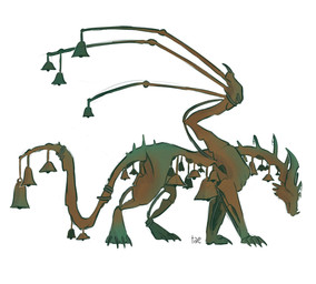 2_horns ambiguous_gender back_wings bell brown_body claws digitigrade feral head_horn horn mouth_closed quadruped side_view simple_background snout solo spread_wings tail teal_body text white_background wings taegvuu mythology animate_inanimate dragon mythological_creature mythological_scalie scalie 2026 artist_name digital_drawing_(artwork) digital_media_(artwork) full-length_portrait hi_res portrait