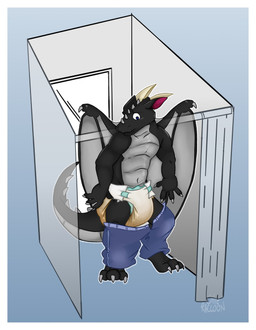 anthro bodily_fluids diaper feces genital_fluids humiliation male muscular pooping public public_humiliation soiled_diaper soiling soiling_diaper solo unclean_diaper urine used_diaper using_diaper wet wet_diaper wetting wetting_diaper possumkiddo mythology dragon mythological_creature mythological_scalie scalie 2024 hi_res