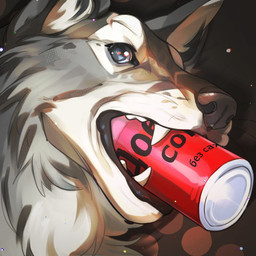 ambiguous_form ambiguous_gender blue_eyes brown_body brown_fur brown_nose can_in_mouth cheek_tuft facial_tuft fangs fur glistening glistening_eyes grey_body grey_fur inner_ear_fluff looking_at_viewer solo teeth tuft white_body white_fur white_inner_ear_fluff justkiddinb canid canine mammal 1:1 absurd_res hi_res