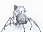 breasts clothed clothing female looking_at_viewer looking_back nipples non-mammal_breasts non-mammal_nipples nude solo topless typhoon89 doom_(series) doom_3 id_software microsoft arachnid arachnid_taur arthropod arthropod_taur demon spider spider_taur taur vagary