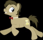 blue_eyes bow_(feature) bow_tie brown_hair feral hair male quadruped running simple_background solo tail transparent_background marker_(artist) friendship_is_magic hasbro my_little_pony doctor_whooves_(mlp) earth_pony equid equine horse mammal pony alpha_channel hi_res