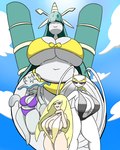 antennae_(anatomy) anthro bedroom_eyes belly big_breasts bikini blonde_hair breast_squish breasts cleavage clothed clothing curvy_figure detailed_background eyelashes female fingers green_eyes grey_body grey_hair grey_skin group hair hand_on_hip hourglass_figure huge_breasts long_hair looking_at_viewer narrowed_eyes navel one-piece_swimsuit outside seductive slightly_chubby sling_bikini smile squish standing swimwear tan_body tan_skin teal_hair teeth thick_thighs two-piece_swimsuit under_boob voluptuous white_body white_hair white_skin wide_hips igphhangout nintendo pokemon lusamine_(pokemon) pokemon_trainer celesteela cnidarian generation_7_pokemon human mammal marine nihilego pheromosa pokemon_(species) ultra_beast 2017 digital_media_(artwork) hi_res