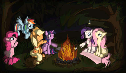 blonde_hair blue_body blue_eyes blue_feathers blue_fur book campfire camping candy cutie_mark dessert detailed_background eyes_closed feathered_wings feathers female feral fire flying food forest fur green_eyes group hair horn log long_hair marshmallow multicolored_hair night open_mouth orange_body orange_fur outside pink_body pink_fur pink_hair plant purple_body purple_eyes purple_fur purple_hair quadruped rainbow_hair rock scarf sitting tail tree two_tone_hair white_body white_fur wings wood yellow_body yellow_feathers yellow_fur twodeepony friendship_is_magic hasbro my_little_pony mythology applejack_(mlp) fluttershy_(mlp) pinkie_pie_(mlp) rainbow_dash_(mlp) rarity_(mlp) twilight_sparkle_(mlp) ambient_arthropod ambient_insect arthropod beetle earth_pony elateroid equid equine firefly horse insect mammal mythological_creature mythological_equine pegasus pony unicorn 2012 animated