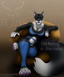 advertisement anthro claws clothed clothing copyright_symbol female garter_belt garter_straps legwear lingerie paws pose solo stockings symbol text thick_thighs underwear fe_line rahir domestic_cat felid feline felis mammal 2003 5:6 digital_media_(artwork) english_text hi_res