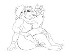 2_heads 3_toes 4_arms ambiguous_gender anthro duo feet horn intimate kissing male multi_arm multi_head multi_limb multifur pawpads tail_wrapped toes metal_(artist) arhan seehera kobold scalie 2020 digital_media_(artwork) monochrome sketch