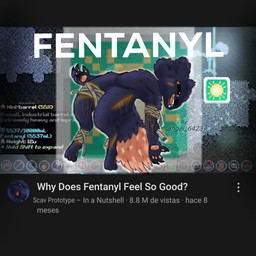 3_toes 4_fingers addiction ambiguous_gender anthro bandage bandaged_arm bandaged_leg biped black_body black_eyes black_fur black_nose black_tail blood bodily_fluids claws colored_blood dipstick_tail drooling drugged drugs ecstasy fangs feet fentanyl finger_claws fingers floating fur gameplay_mechanics glowing_blood happy injection lying markings open_mouth orange_blood orange_pawpads orange_sclera orange_tail orange_tail_tip pawpads saliva saliva_string scratches screencap smile snout social_media solo status_effect substance_intoxication syringe tail tail_markings teeth text toe_claws toes unusual_blood unusual_bodily_fluids user_interface wounded youtube_thumbnail angel_6423 synther casualties:_unknown kurzgesagt youtube canid canine canis expie_(gunsawian) fox gunsawian hybrid mammal murid murine rat rodent 1:1 2026 absurd_res artist_name digital_media_(artwork) english_text hi_res meme watermark