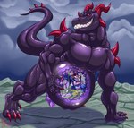 5_fingers abdominal_bulge abs animal_genitalia anthro anthro_pred balls belly biceps big_belly blue_body blue_fur bodily_fluids claws cloud dewclaw dripping erection fangs fingers foam fully_inside fur genitals goo_drip grin guts hair horn inside_stomach larger_anthro larger_male larger_pred male male/male male_pred male_prey multicolored_body multicolored_fur muscular muscular_anthro muscular_male nude organs pecs penile penis purple_body purple_flesh purple_insides purple_internal purple_penis red_eyes saliva saliva_drip saliva_string sharp_teeth sheath size_difference slime smile soft_vore spiked_tail spikes spikes_(anatomy) standing stomach stomach_acid tail teeth unwilling_prey vore wet white_body white_fur willing_pred hungothenomster capcom darkstalkers mythology devourer_(razor_koopa) jon_talbain canid canine canis dragon goo_creature goo_dragon mammal mythological_canine mythological_creature mythological_scalie scalie werecanid werecanine werecreature werewolf wolf 2025 digital_media_(artwork) hi_res