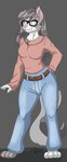 anthro belt blue_eyes bottomwear brown_body brown_eyes brown_fur brown_markings clothing denim denim_bottomwear denim_clothing eyewear female fur glasses grey_body grey_fur grey_hair grey_markings hair hand_on_hip heterochromia jeans long_hair looking_at_viewer markings pants paws solo spots sweater topwear white_body white_fur zer0rebel4 discord_(app) telegram sage_(zer0rebel4) bird_dog canid canine canis collie domestic_dog herding_dog hunting_dog mammal mixed_breed pastoral_dog sheepdog spaniel 2025 absurd_res full-length_portrait hi_res portrait gynomorph_(lore) trans_(lore) trans_woman_(lore)