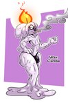 anthro big_bulge big_butt bulge butt candle candle_wax clothing dripping fire flaming_hair male pseudo_hair purple_background simple_background smoke smoking solo tail thick_thighs thong underwear wax sachasketchy canda_(sachasketchy) koala mammal marsupial vombatiform wax_creature hi_res model_sheet