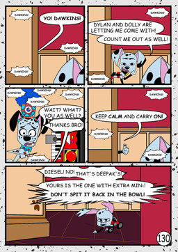 accordion amputee black_collar black_ears black_spots blue_collar collar dialogue disability double_amputee feet feral freckled_face freckles fur gesture hand_gesture holding_object holding_screwdriver holding_tool leg_markings male markings missing_all_legs missing_leg missing_limb musical_instrument notched_ear pink_inner_ear pleading_eyes red_floor running screwdriver socks_(marking) spots text thumbs_up toeless_(marking) tools toony toy vehicle wheelchair white_body white_fur redundantmodule 101_dalmatian_street 101_dalmatians disney dawkins_(101_dalmatians) delgado_(101_dalmatians) princess_positron canid canine canis dalmatian domestic_dog mammal comic english_text hi_res