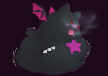 ambiguous_gender ambiguous_pred back_wings belly belly_humping belly_markings belly_on_ground big_belly biped black_arms black_body black_ears black_eyebrows black_face black_feet black_fur black_tail bloated blush blush_lines bodily_fluids breath cheek_spots claws drooling ears_up eyebrows featureless_arms feet foot_on_belly foot_on_own_belly fully_inside fur hand_on_belly hand_on_own_belly huge_belly humping_own_belly looking_pleasured lying markings membrane_(anatomy) membranous_wings monotone_arms monotone_background monotone_tail motion_lines narrowed_eyes nose_blush nude_ambiguous on_front open_:3 open_mouth open_smile oral_vore pink_blush pink_markings pink_membrane pointy_ears prick_ears pupils purple_background red_eyes red_sclera resting_on_belly saliva same_size_vore simple_background single_tooth sitting smile soft_vore solo star_(marking) steamy_breath struggling struggling_prey tail tapering_tail toe_claws unseen_prey vore white_claws white_pupils wings permhunter puzzle_&_dragons_x puzzle_and_dragons devi_(puzzle_&_dragons) devi_(puzzle_and_dragons) tamadra waddling_head 2018 absurd_res digital_media_(artwork) english_description full-length_portrait hi_res pixel_(artwork) portrait