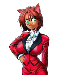 anthro big_breasts breasts clothing female green_eyes kemono pose simple_background solo suit white_background chochi domestic_cat felid feline felis mammal source_request