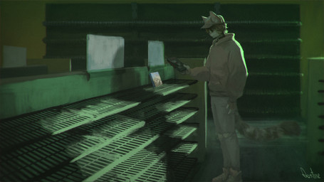 anthro biped bottomwear brown_hair clothed clothing collar denim denim_bottomwear denim_clothing footwear fur hair hat headgear headwear hoodie jeans male markings melancholic pants pink_clothing pink_footwear pink_hoodie pink_shoes pink_topwear shoes solo somber standing tail topwear qostine blockbuster jeremy_maslin domestic_cat felid feline felis mammal 16:9 digital_media_(artwork) digital_painting_(artwork) hi_res painting_(artwork) widescreen