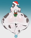 anthro big_butt butt christmas_clothing clothing eyewear feet glasses holidays huge_butt looking_at_viewer looking_back male mistletoe pawpads paws plant solo thick_thighs wide_hips milkblend christmas beagle canid canine canis domestic_dog hunting_dog mammal scent_hound hi_res