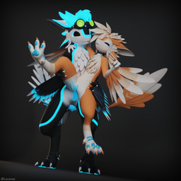 anal anthro collar collar_only duo eyewear eyewear_on_head feathers genitals glowing goggles goggles_on_head male male/male nude penetration penis sex simple_background standing standing_sex tapering_penis locoroo draggy_(draggysmut) kodai_(locoroo) avali avian 1:1 3d_(artwork) absurd_res digital_media_(artwork) hi_res