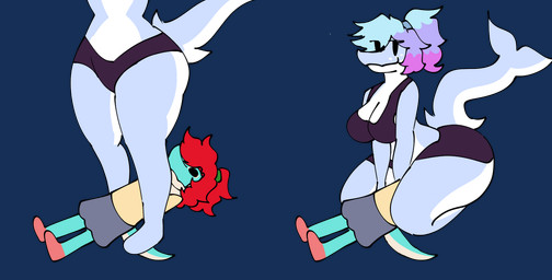 anthro big_breasts big_butt black_eyes blue_body blue_tail breasts butt facesitting female female/female green_body green_tail hair non-mammal_breasts ponytail red_hair shark_tail sitting_on_another tail thick_thighs white_body wide_hips foxered15 juliet_(garavakarian) michell_dominguez aquatic dinosaur fish prehistoric_species reptile saurischian scalie shark spinosaurid spinosaurus theropod alpha_channel meme trans_(lore) trans_woman_(lore)