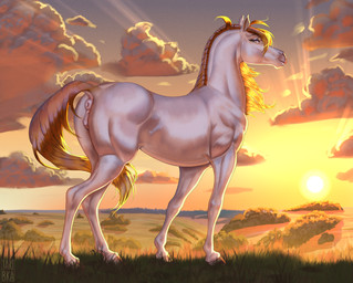 anatomically_correct anatomically_correct_anus anatomically_correct_genitalia anatomically_correct_vulva animal_genitalia animal_vulva anus butt dock_(anatomy) equine_anus equine_genitalia equine_vulva female female_feral feral fur genitals hooves looking_at_viewer outside plant puffy_anus raised_tail smile solo sunset tail tail_anus vulva jaribka equid equine horse mammal digital_media_(artwork)