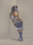 anthro anus armor clothed clothing female genitals looking_at_viewer looking_back partially_clothed pussy scar seductive solo warrior proann blizzard_entertainment mythology warcraft keti canid canine mammal mythological_canine mythological_creature werecanid werecanine werecreature werewolf worgen absurd_res hi_res