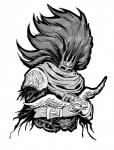 armor clothed clothing crown duo feathered_wings feathers headgear horn male simple_background white_background wings unknown_artist dark_souls fromsoftware mythology king_of_the_storms nameless_king dragon mythological_creature mythological_scalie scalie hi_res monochrome